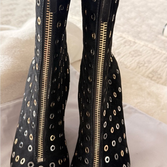 Alice + Olivia Black Eyelet Heeled Boots - Picture 5 of 5